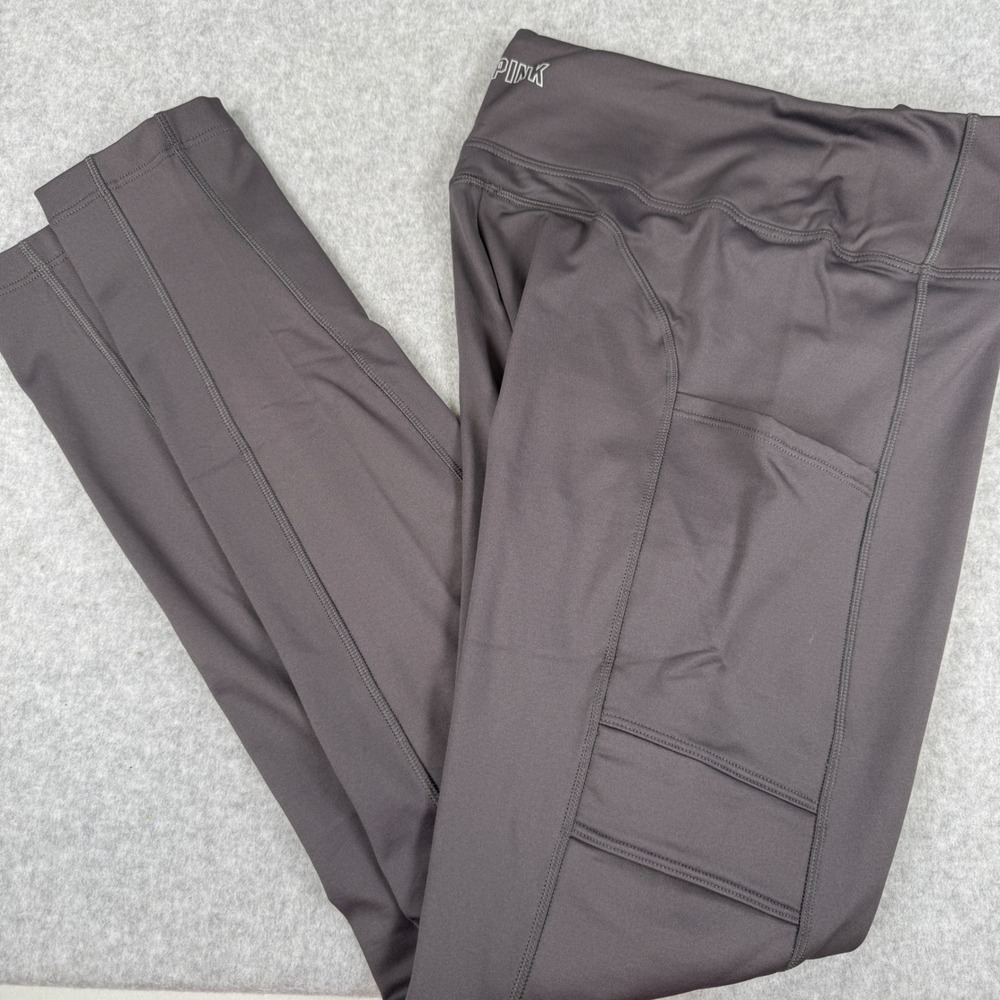 PINK Active‎ Varsity High Waist Full Length Winter Leggings Medium Gray Cargo